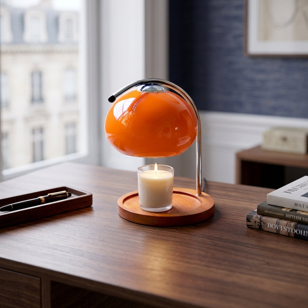 Elegant Glass Candle Warmer Lamp with Dimmable Retro Glow for Cozy Ambiance