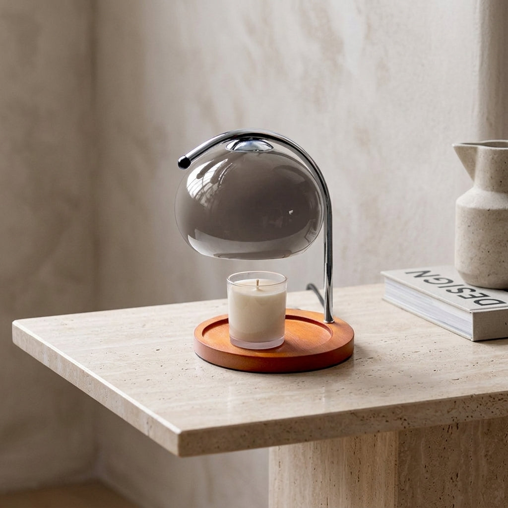 Elegant Glass Candle Warmer Lamp with Dimmable Retro Glow for Cozy Ambiance