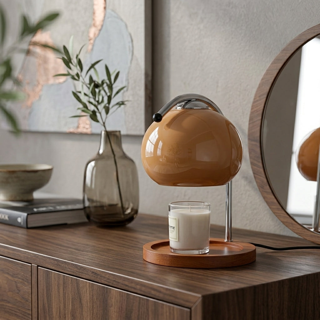 Elegant Glass Candle Warmer Lamp with Dimmable Retro Glow for Cozy Ambiance