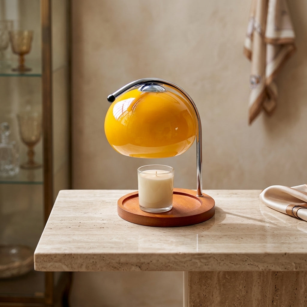 Elegant Glass Candle Warmer Lamp with Dimmable Retro Glow for Cozy Ambiance