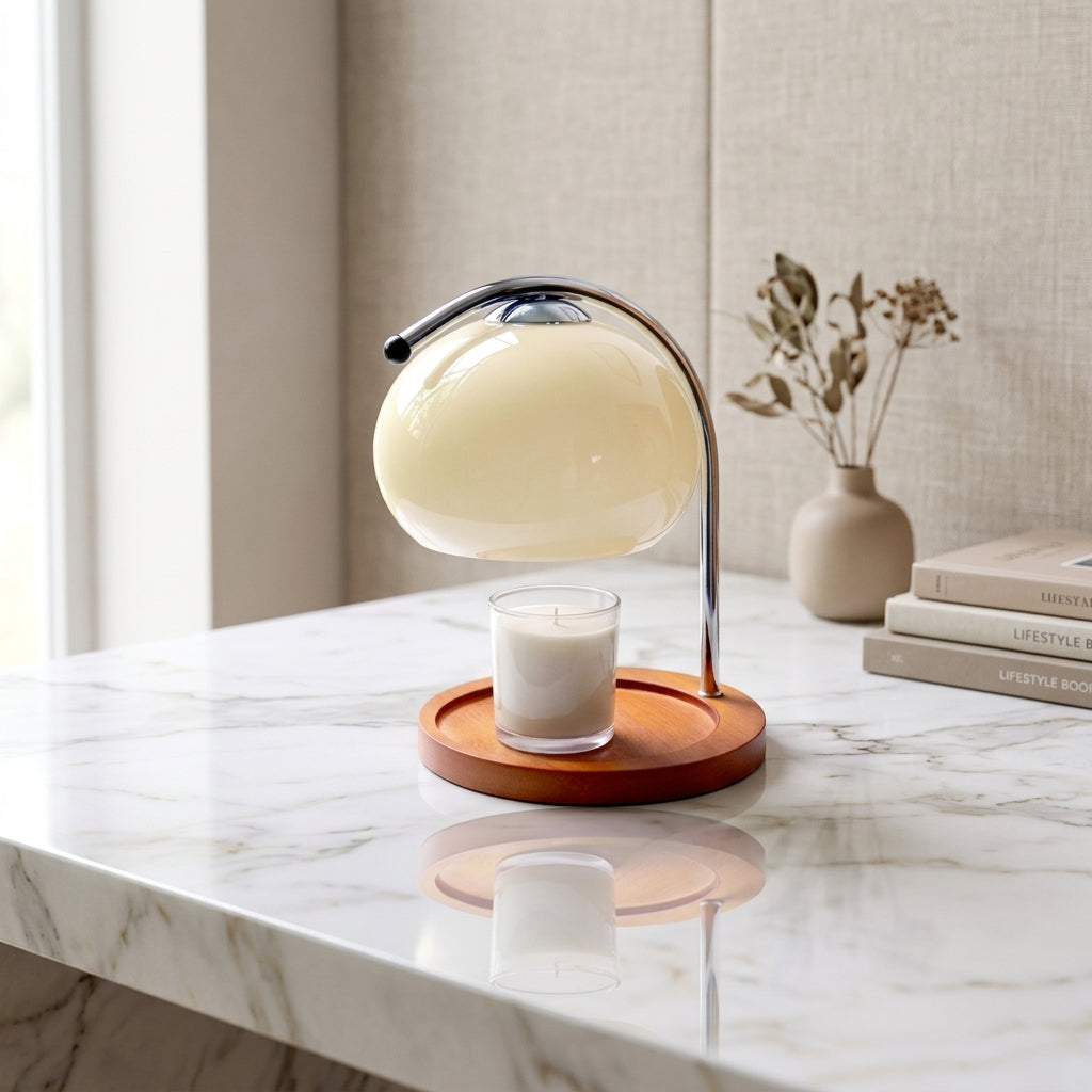 Elegant Glass Candle Warmer Lamp with Dimmable Retro Glow for Cozy Ambiance