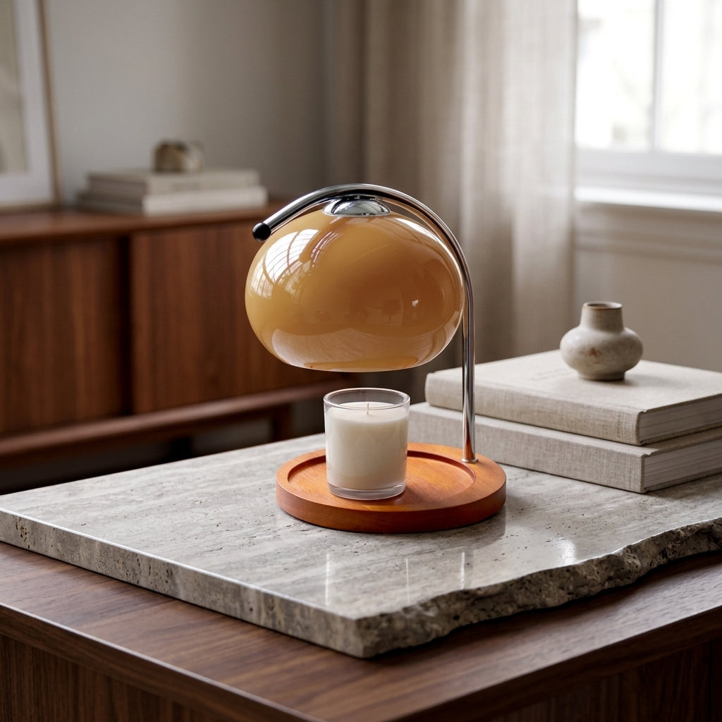 Elegant Glass Candle Warmer Lamp with Dimmable Retro Glow for Cozy Ambiance