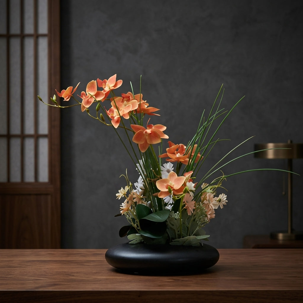 Elegant Ceramic Dove Vase with Orchid Faux Flowers for Effortless Decor