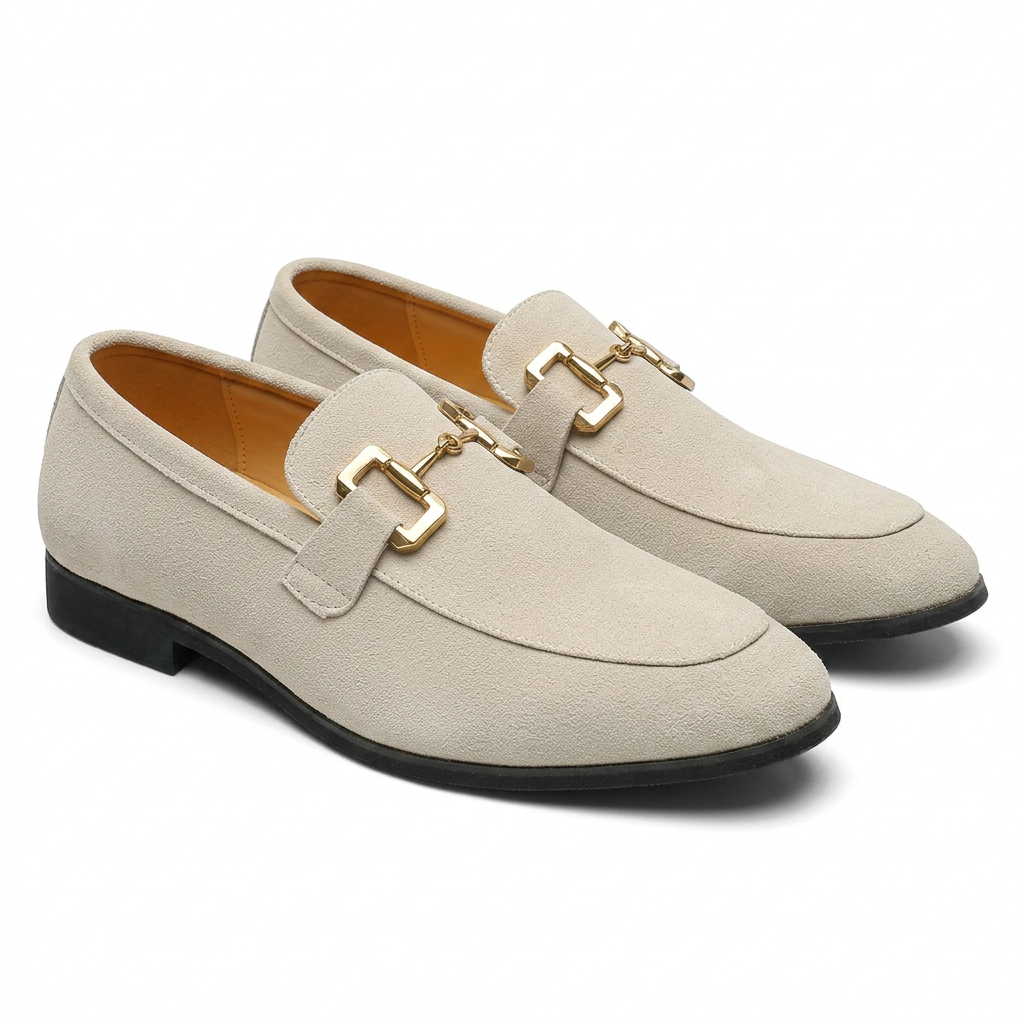 Modern Suede Loafers for Women with Metal Clasp Detail | Stylish Slip-On Design for Everyday Comfort