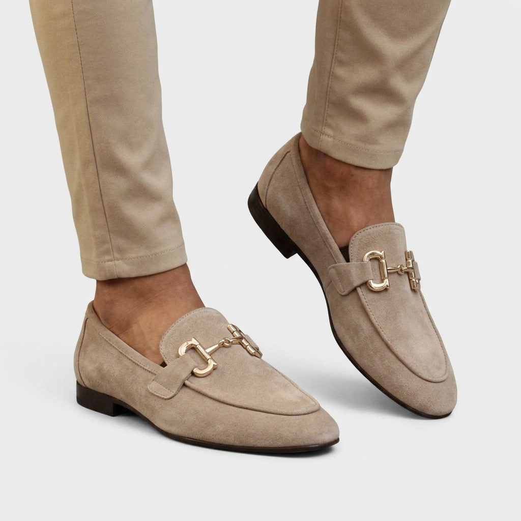 Modern Suede Loafers for Women with Metal Clasp Detail | Stylish Slip-On Design for Everyday Comfort