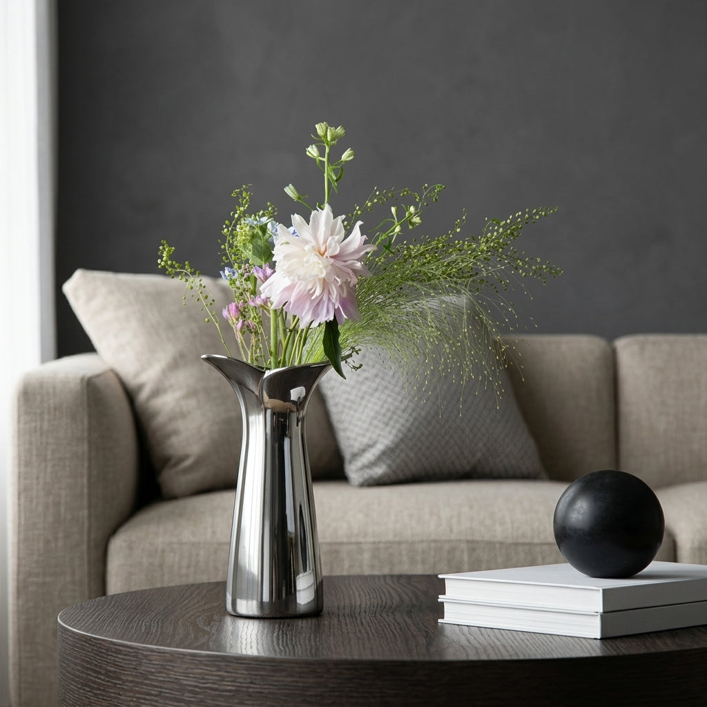 Silver Ceramic Flower Vase