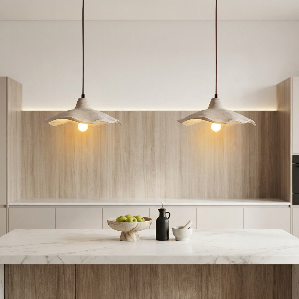 Nordic Wabi-Sabi Flower-Shaped Cement Pendant Light