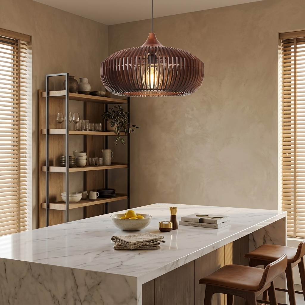 Zen Harmony Japandi Wooden Pendant Light