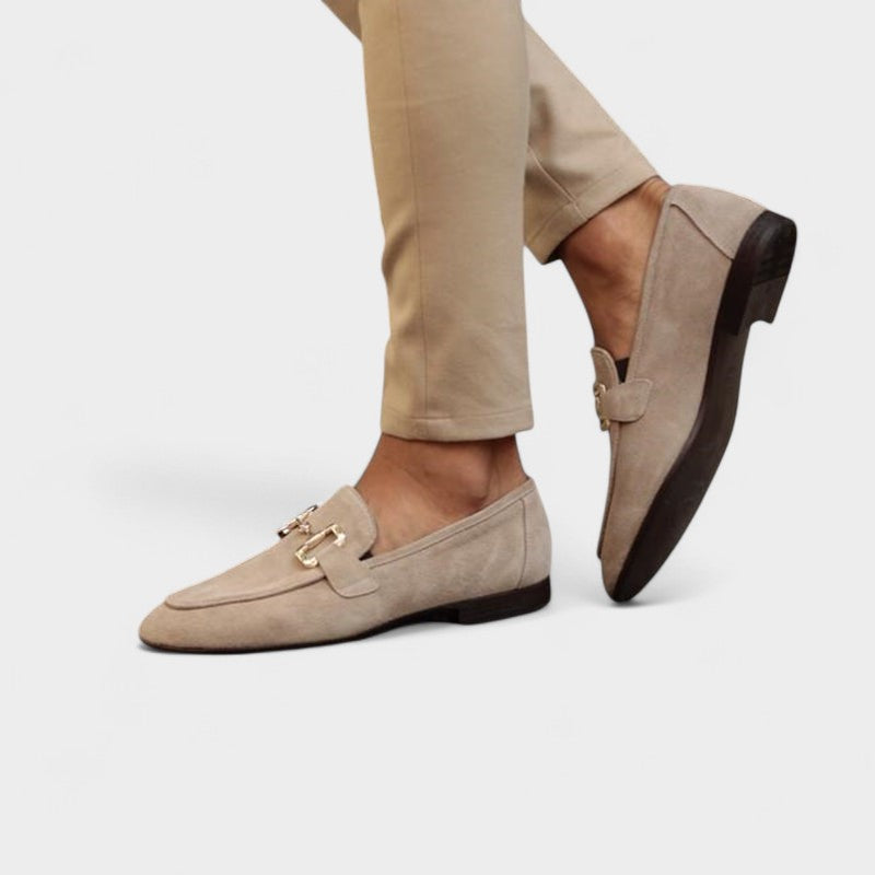Modern Suede Loafers for Women with Metal Clasp Detail | Stylish Slip-On Design for Everyday Comfort