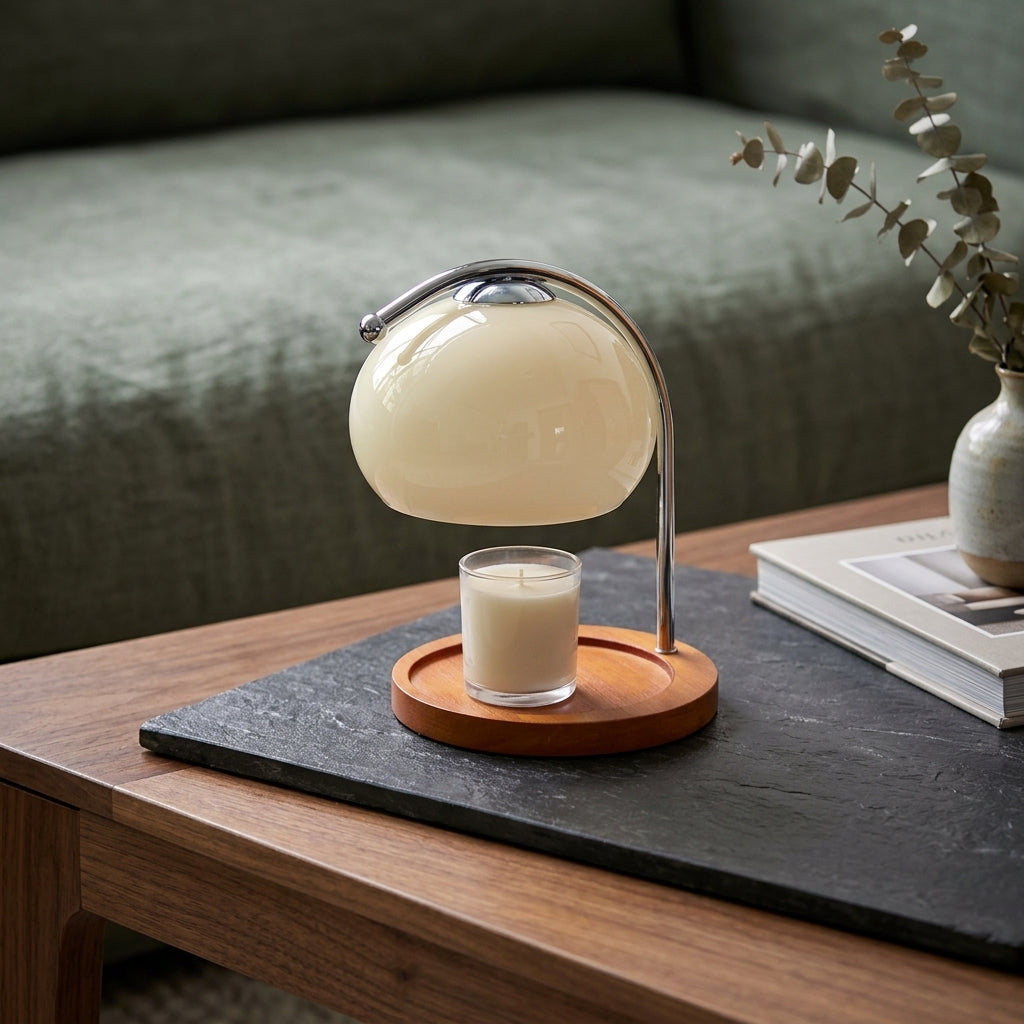 Elegant Glass Candle Warmer Lamp with Dimmable Retro Glow for Cozy Ambiance