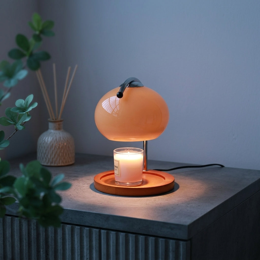 Elegant Glass Candle Warmer Lamp with Dimmable Retro Glow for Cozy Ambiance