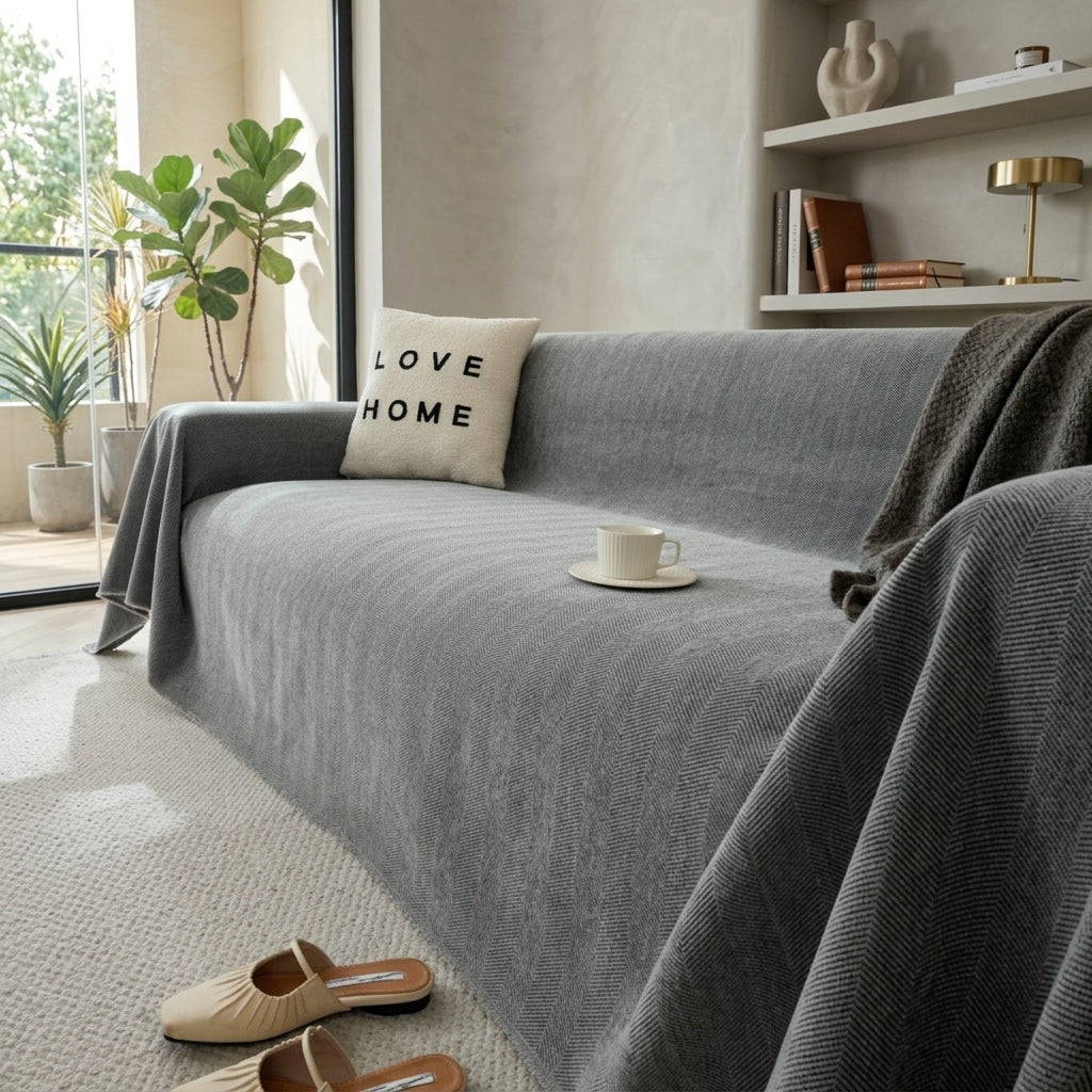Elegant Herringbone Sofa Cover