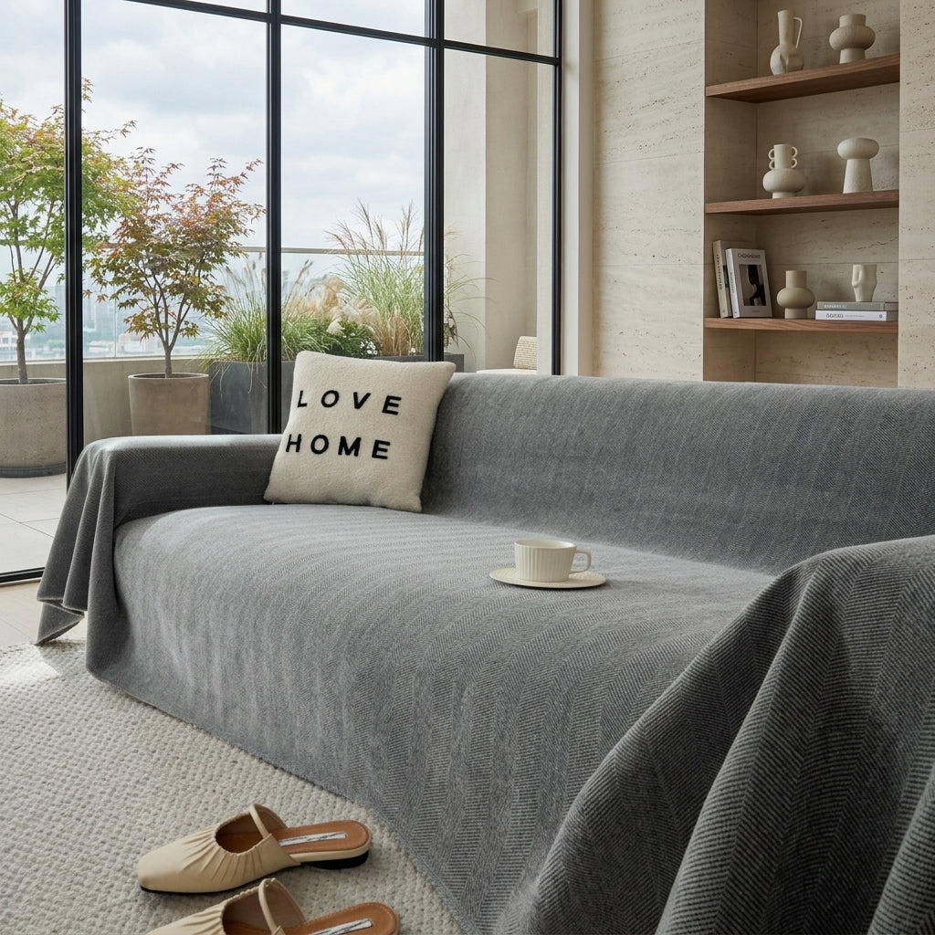Elegant Herringbone Sofa Cover