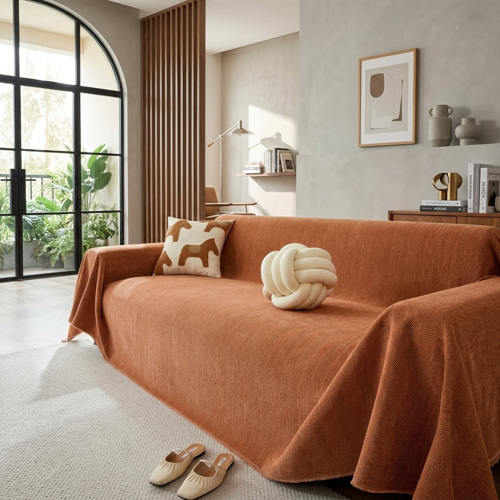 Elegant Herringbone Sofa Cover
