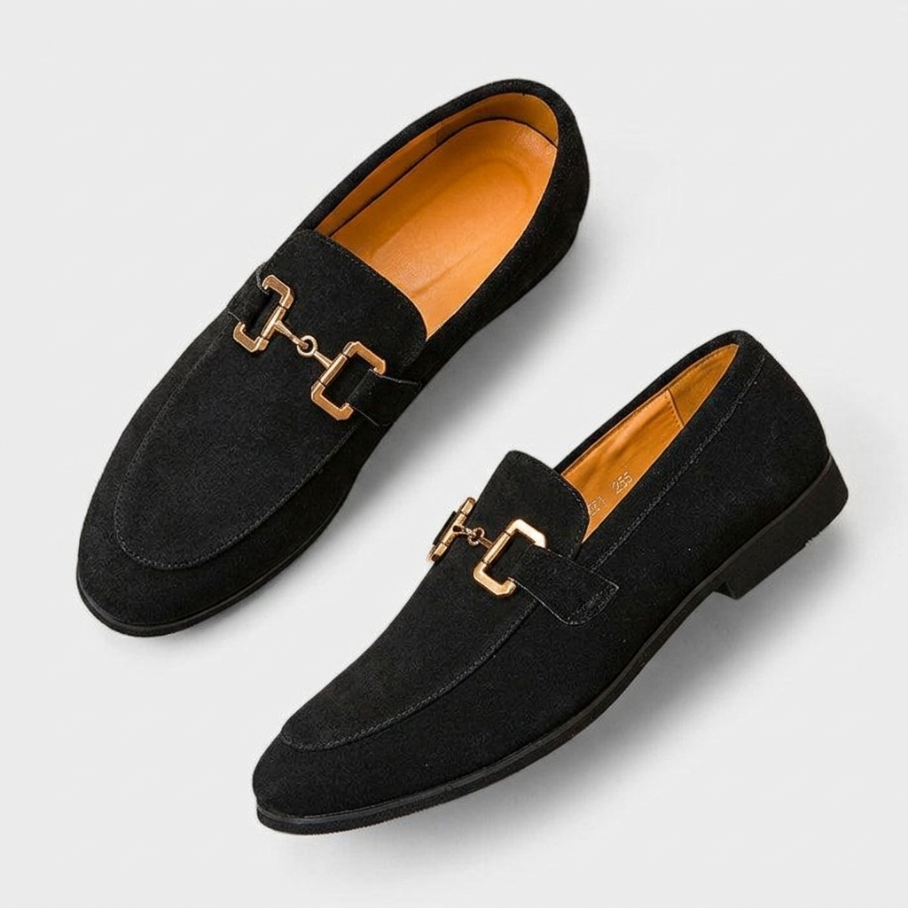 Modern Suede Loafers for Women with Metal Clasp Detail | Stylish Slip-On Design for Everyday Comfort