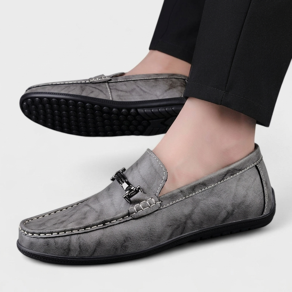Gray's | Women's Slip-On Leather Loafers with Metal Clasp Detail | Stylish Everyday Footwear