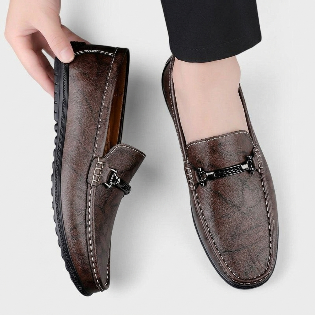 Gray's | Women's Slip-On Leather Loafers with Metal Clasp Detail | Stylish Everyday Footwear