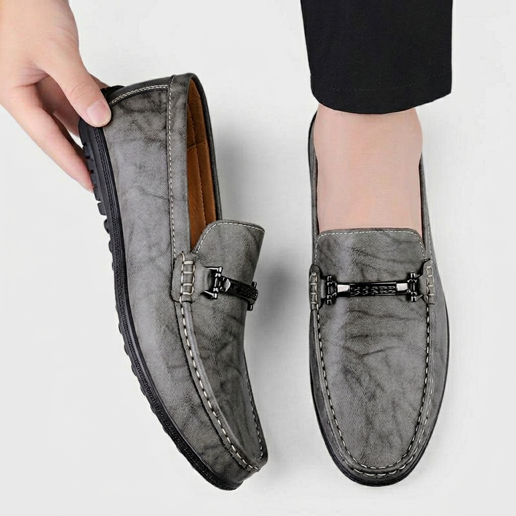 Gray's | Women's Slip-On Leather Loafers with Metal Clasp Detail | Stylish Everyday Footwear