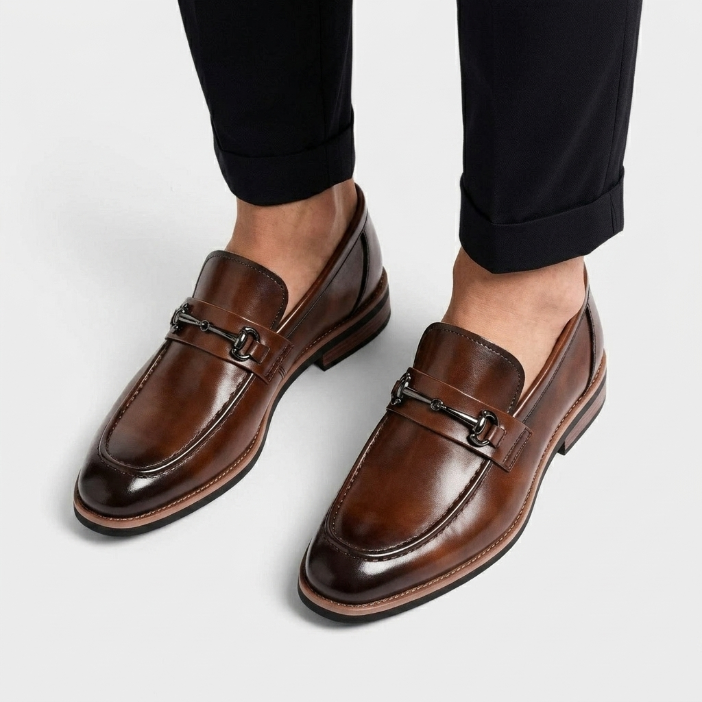 Elegant Leather Loafers | Penny Loafer Style with Metal Clasp Detail | Versatile Slip-On Shoes for Women