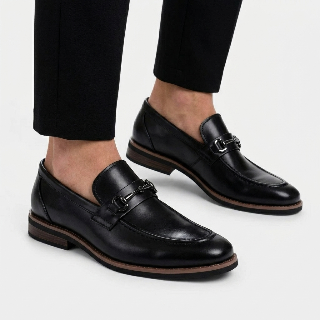 Elegant Leather Loafers | Penny Loafer Style with Metal Clasp Detail | Versatile Slip-On Shoes for Women