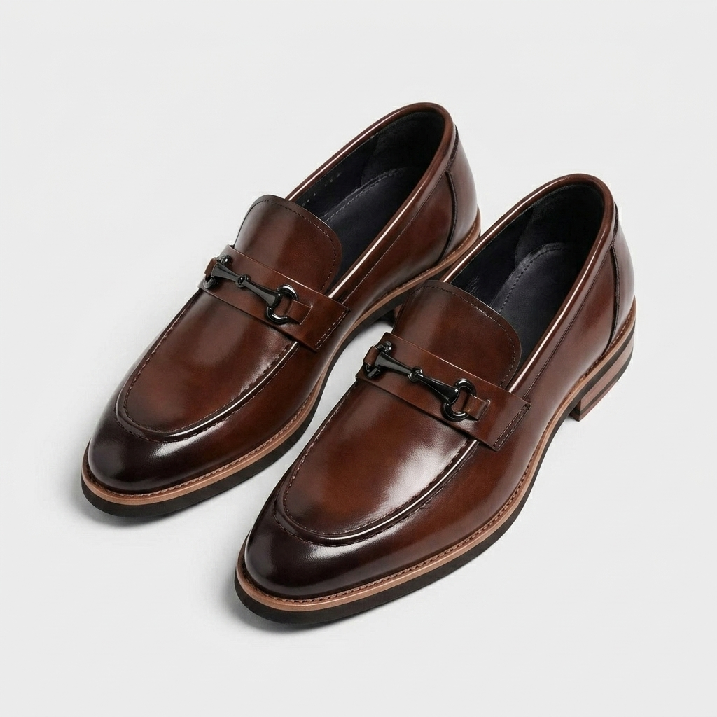 Elegant Leather Loafers | Penny Loafer Style with Metal Clasp Detail | Versatile Slip-On Shoes for Women