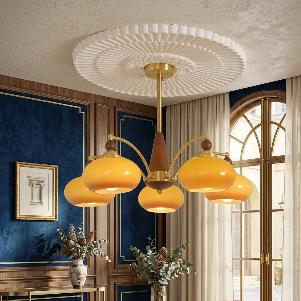 Retro Stained Glass Chandelier Light