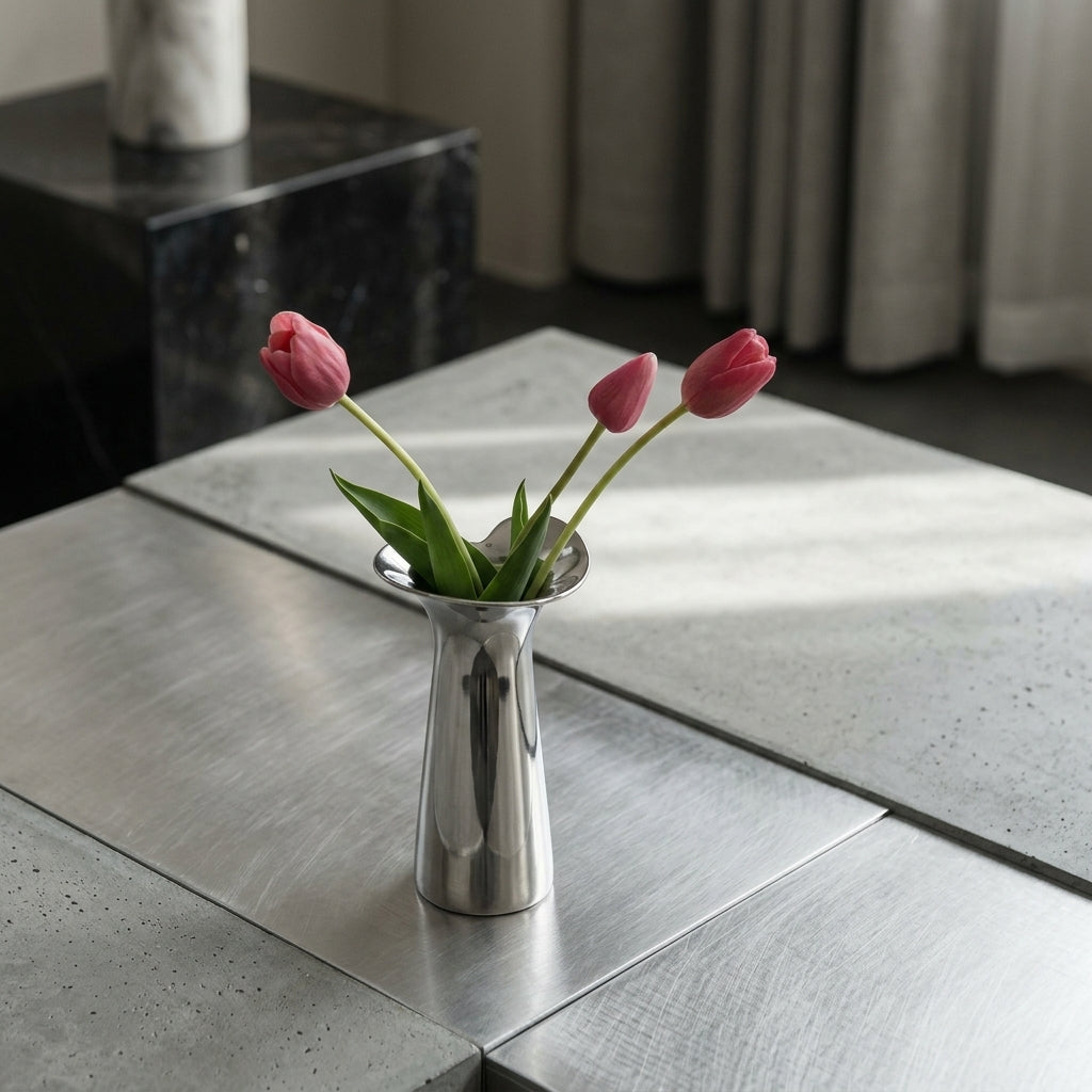 Silver Ceramic Flower Vase