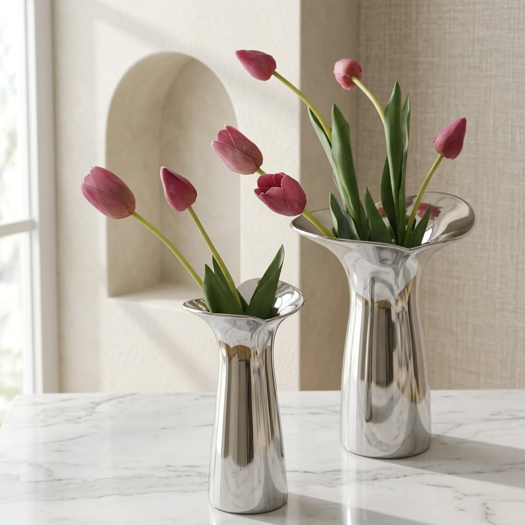 Silver Ceramic Flower Vase