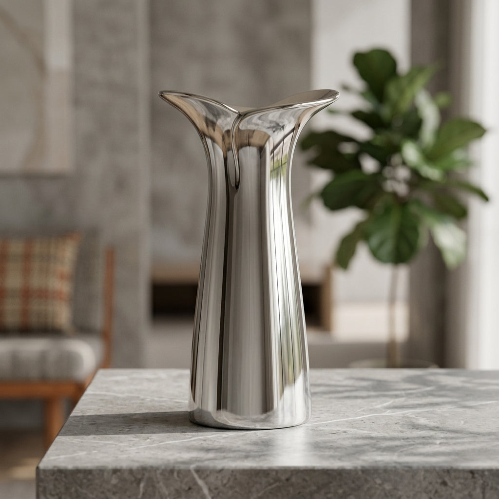 Silver Ceramic Flower Vase
