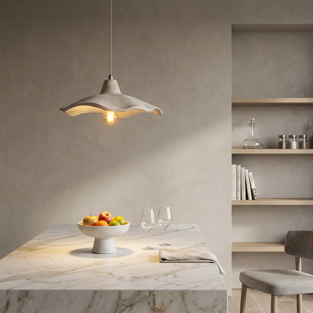 Nordic Wabi-Sabi Flower-Shaped Cement Pendant Light