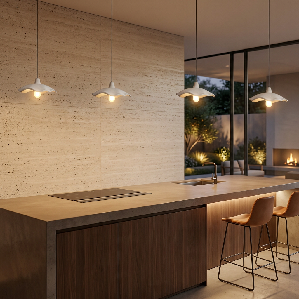 Nordic Wabi-Sabi Flower-Shaped Cement Pendant Light