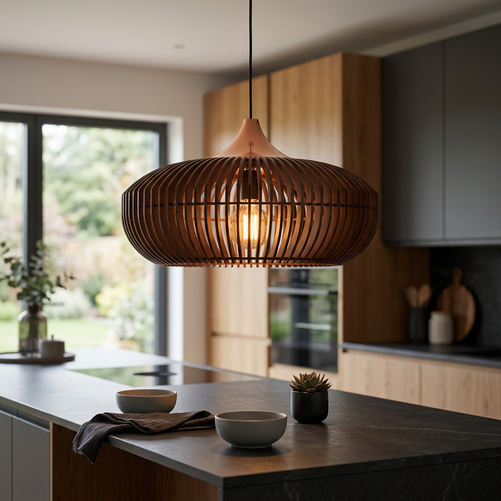 Zen Harmony Japandi Wooden Pendant Light