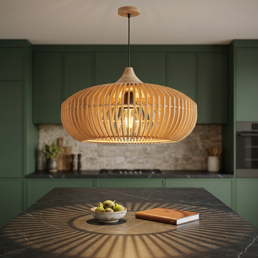 Zen Harmony Japandi Wooden Pendant Light
