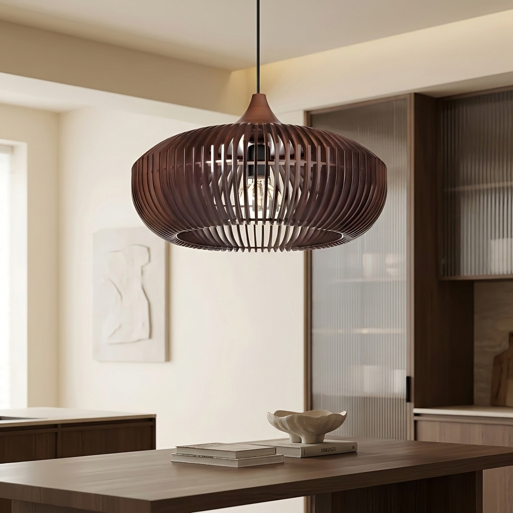 Zen Harmony Japandi Wooden Pendant Light