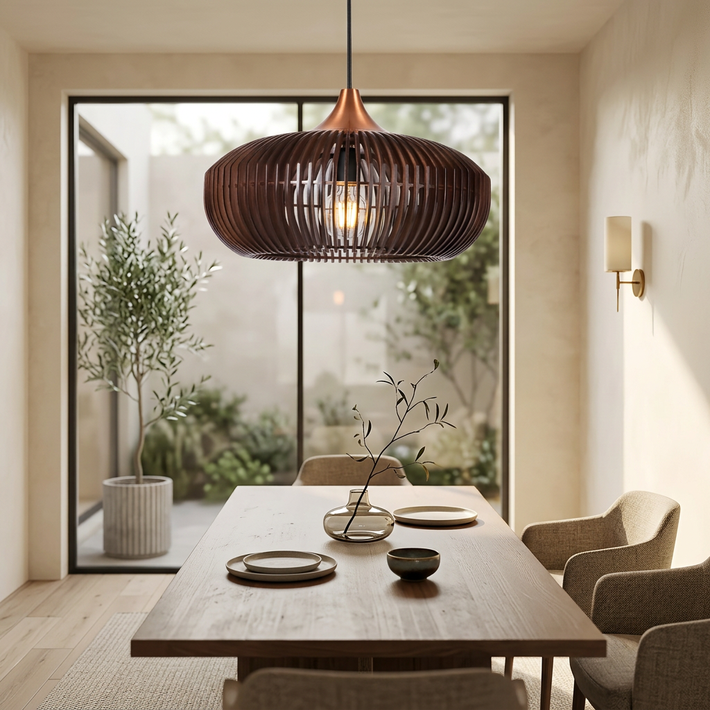 Zen Harmony Japandi Wooden Pendant Light
