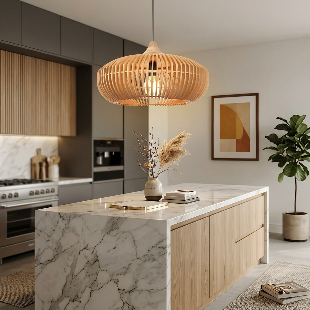Zen Harmony Japandi Wooden Pendant Light